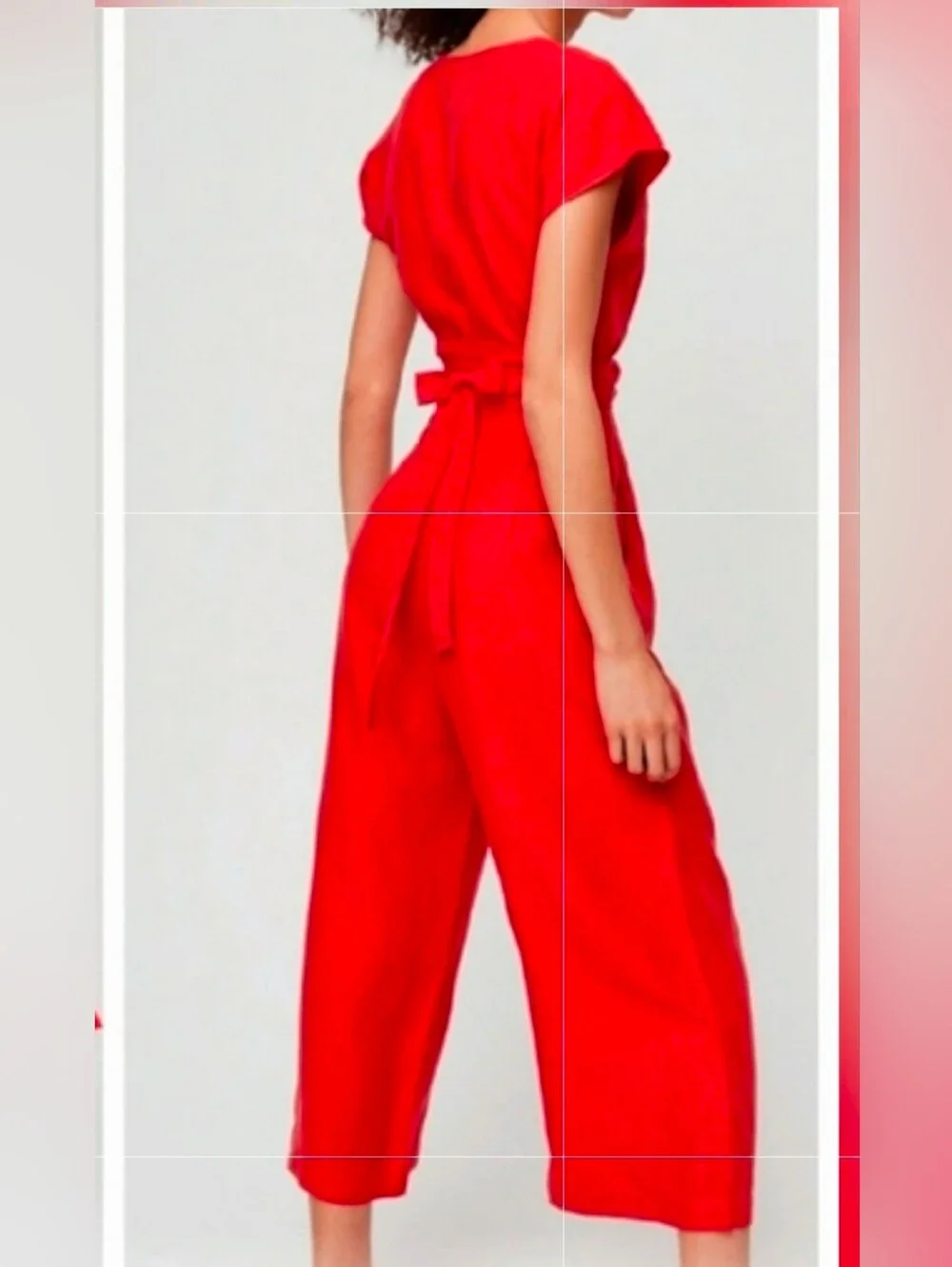 Wilfred Red Wide-Leg Crop Jumpsuit with Wrap Top Size 2